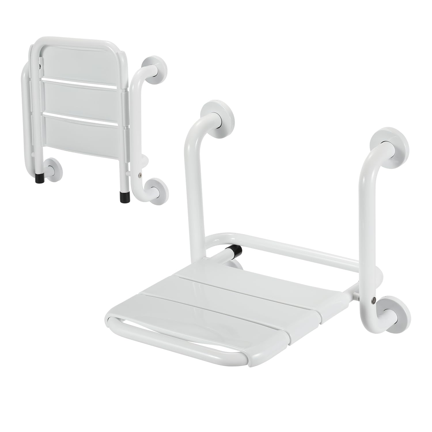 Asiento de ducha plegable para montaje en pared, hasta 120 kg, taburete de baño, taburete de pared, para personas mayores, niños, color blanco