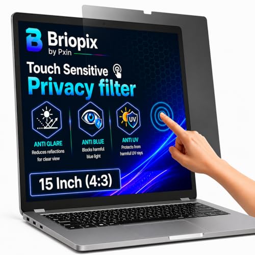Image of Briopix Aura 15 Inch (4:3) | Touch Sensitive Privacy Screen | Anti Blue | Anti Glare | UV Block & BLUVLIGHT Block Layer | Privacy Filter compatible with HP /Dell /Lenovo /Asus /Acer
