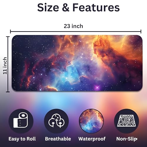Image of Galaxy XL Extended Gaming Mouse Pad | XXL Large Desk Mat 60x30cm for Laptop & PC | Non-Slip Rubber Base, Waterproof, Durable & Smooth Surface | Office, Gaming & Study