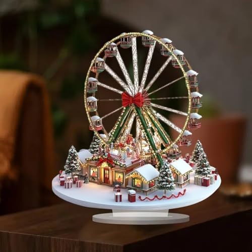 Christmas Ferris Wheel Acrylic Desktop Decoration Suitable for Home Dcor in Living Room or Office. Idea Gift Choice: Halloween Christmas Birthday Anniversary Valentines Day Celebrations