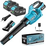 21V Soffiatore a Batteria, Soffiatore Foglie con 2 Batteria 4,0Ah, 3 Impostazioni di Veloc...