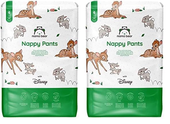 Marque Amazon - Mama Bear Disney Couches Culottes, Taille 4 (9-15 kg), Blanc, 80 Unités (lot de 2)