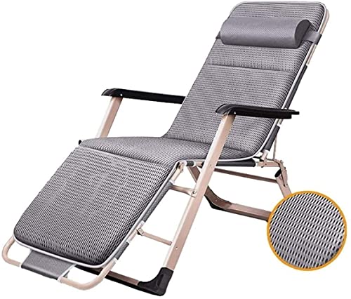 Tumbona de playa reclinable gris y silla plegable para terraza 2