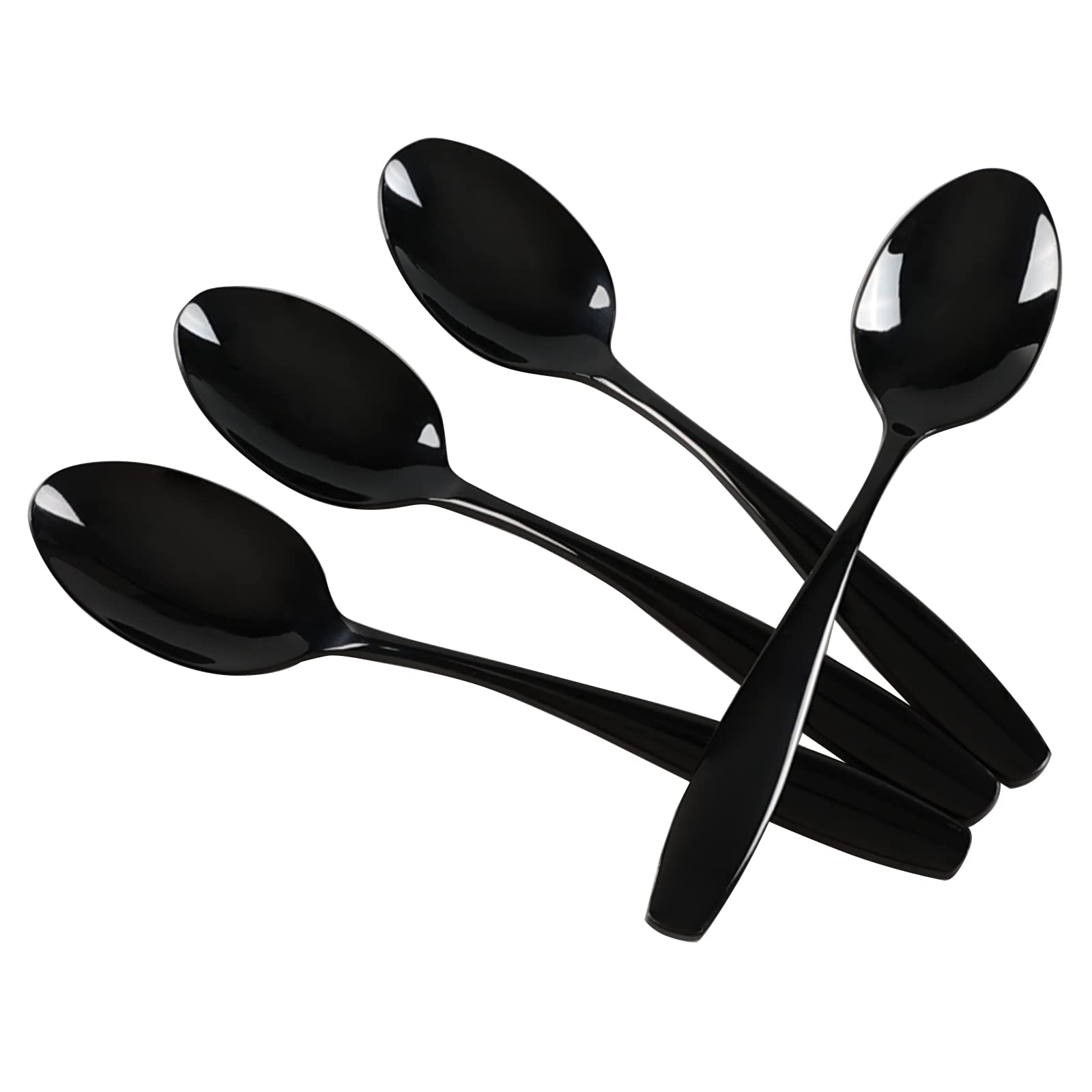 Wekiog Black Dinner Spoons, Stainless Steel Flatware Spoons, 12 Pieces