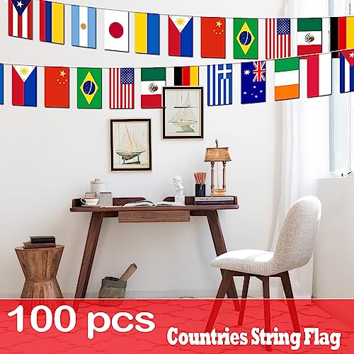 Image of Premium Quality 95Ft 100 Countries String Flag - Vibrant International Bunting Banners Perfect for Party Decorations, Bars, Sports Clubs, School Festivals, Celebrations