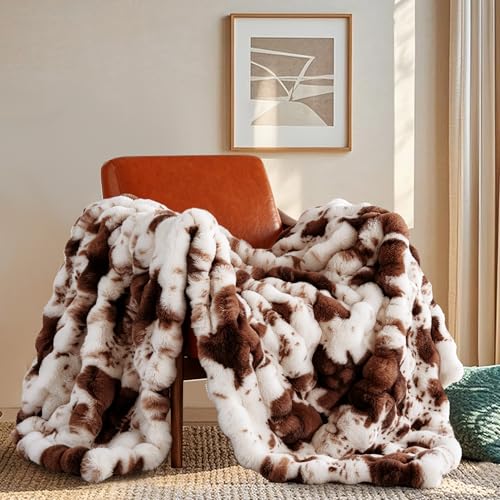 Touchat Cow Print Faux Fur Throw Blanket