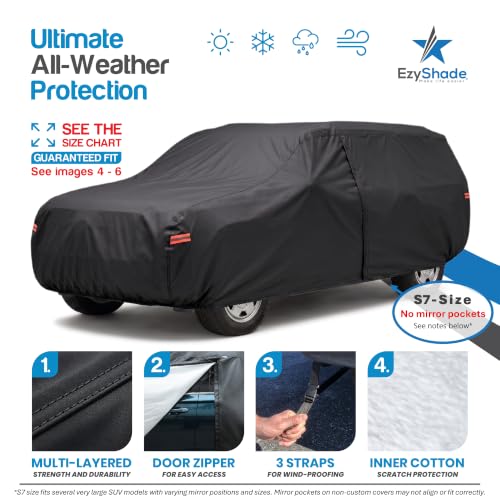 Image of EzyShade SUV Car Cover Waterproof All Weather. See Size-Chart. Black S7