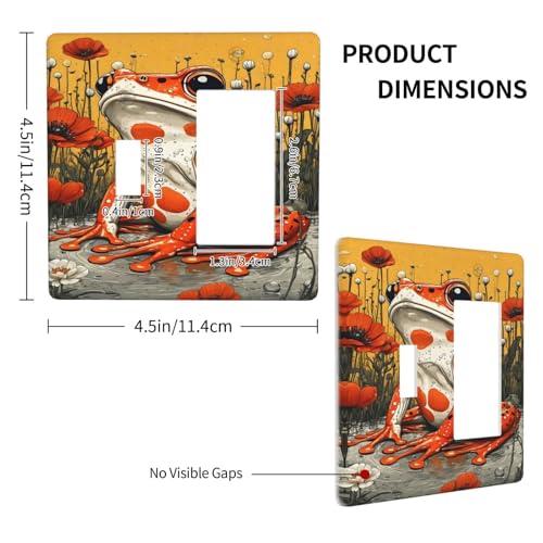 Decorative Outlet Covers Big Orange Frog Red Floral Wildflower 2 Gang 1 Gang Wall Plate Cover Single Toggle Rocker Combo Light Switch Cover Plate Face Plate