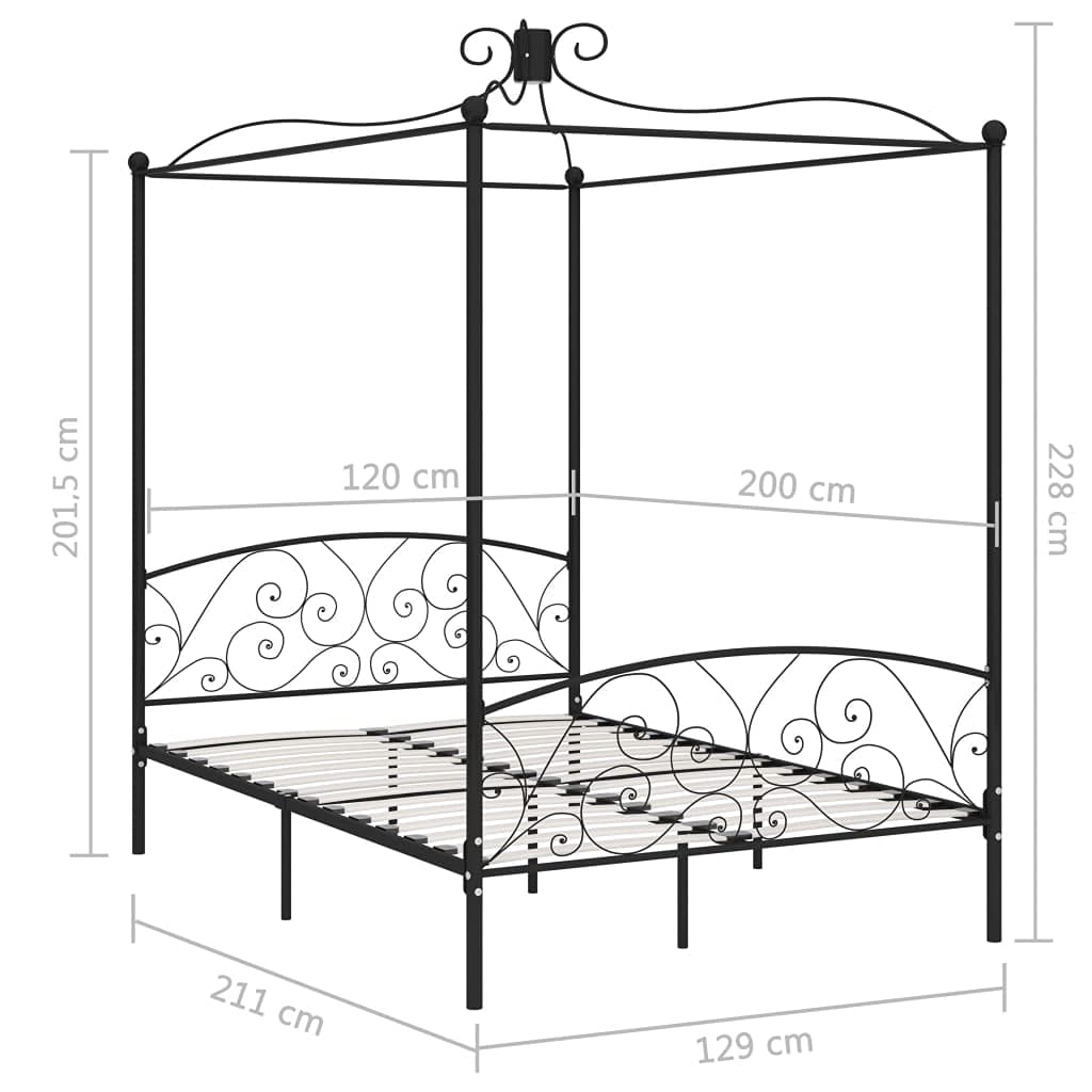 Betten & Accessoires-Baldachin Bettrahmen Metall Schwarz 120x200 cm-Möbel