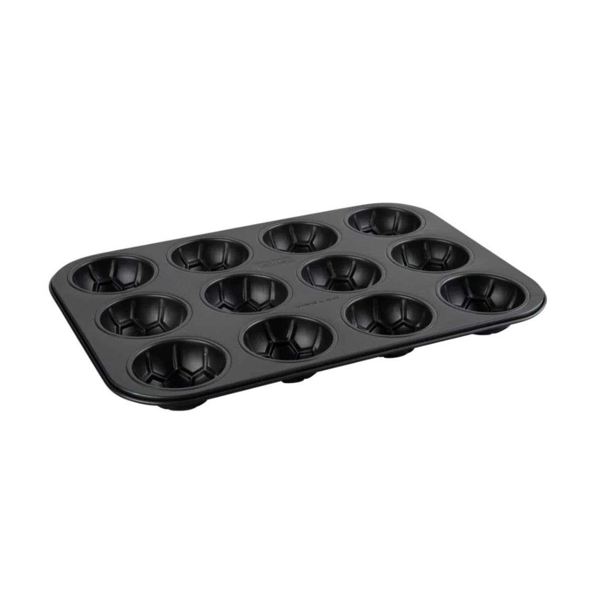 Zenker 62291 Moule à muffins 12 empreintes en forme de ballon de football, moule à gâteaux ballons de foot, Acier inoxydable, 38,5 x 26,5 x 3 cm