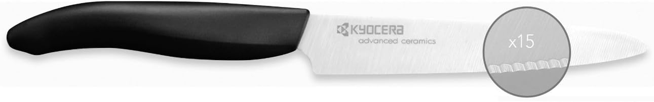 Kyocera Ceramic Serrated Utility Knife, 5", Black