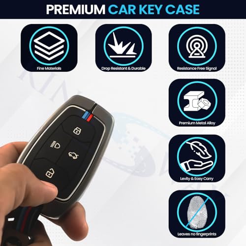 Image of KINGSWAY Tata Car Key Cover and Keychain Perfect Shape and Compatible with 4 Buttons Smart Key of All Tata Cars, Remote Key Shell, Key Case, Car Key Chain Cover, 360 Protection, Gunmetal Grey