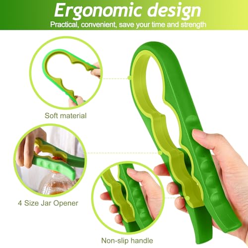 Image of 4 in 1 Jar Opener Multi-Function Bottle Opener Non Slip Remover Tool for Seniors with Arthritis and Anyone with Low Strength(Green Yellow)