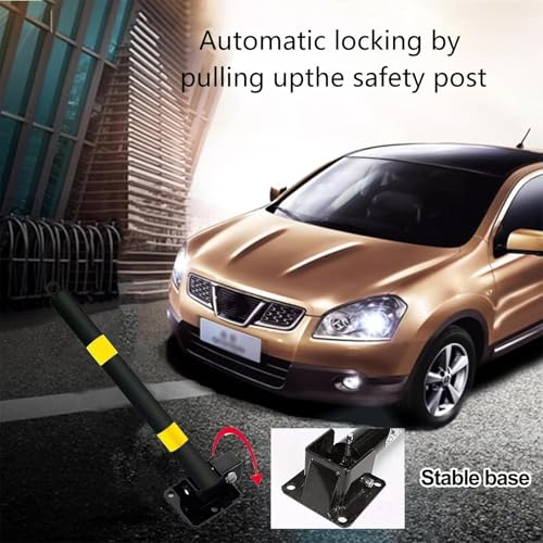 Barrière de parking pliable ultra-résistante - Borne de sécurité métallique pour allée, idéale pour arrêter et protéger les véhicules, avec bandes de signalisation, parfaite pour la sécurité