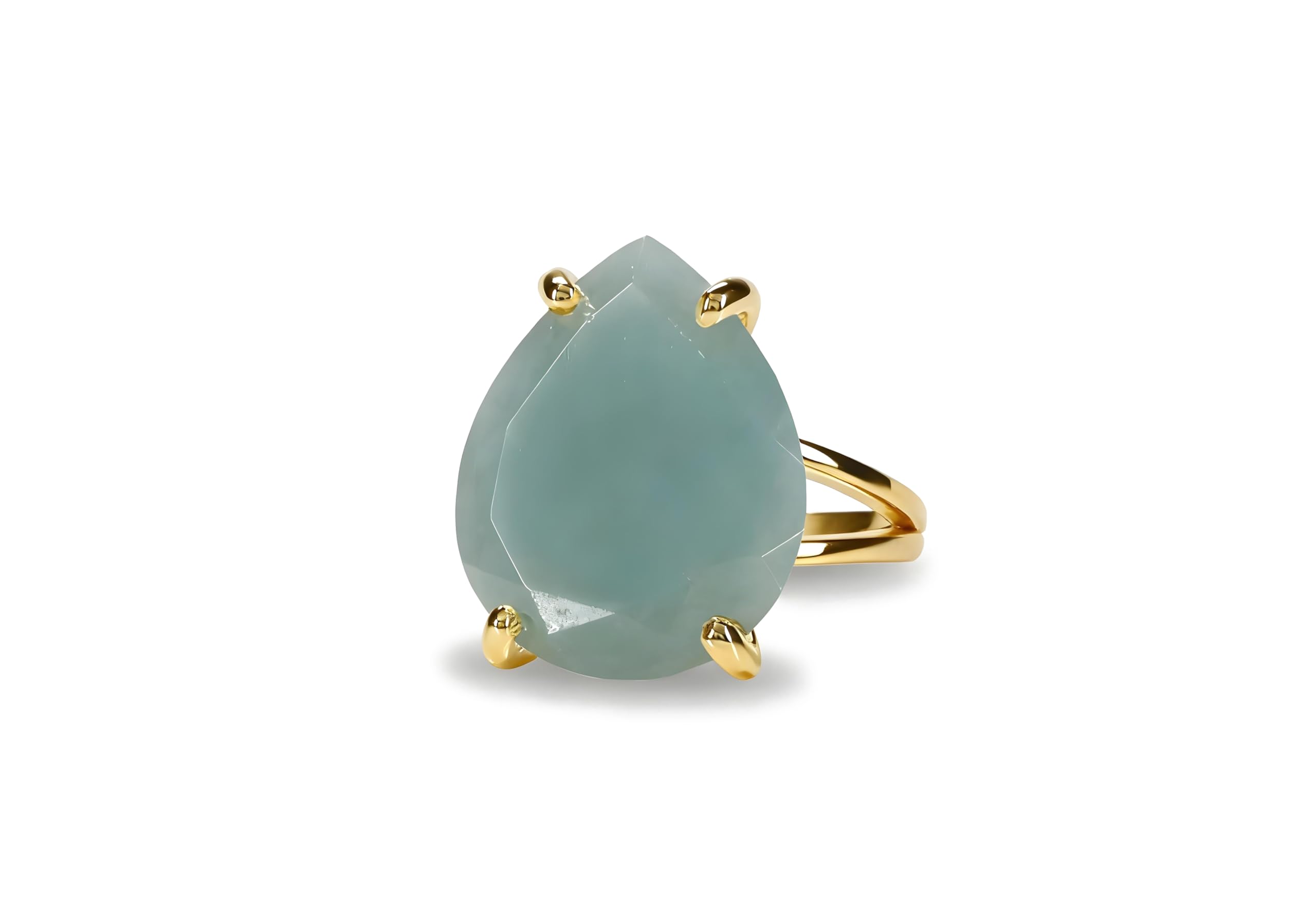 Anillo de Aguamarina en Plata de Ley 925 - Anillo de Lágrima de Moda, Anillo de Piedra de Nacimiento, Anillo de Moda - Anillos Formales y Casuales para Mujeres - con Caja de Regalo