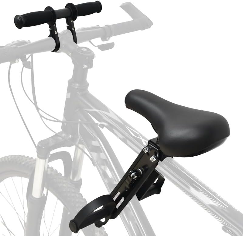 THE WHITE SHOP Kids Bike Seat with Handlebar Attachment, Detachable Front Mounted Child Bicycle Seats with Foot Pedals for Children, Compatible with All Adult Mountain Bikes/Black