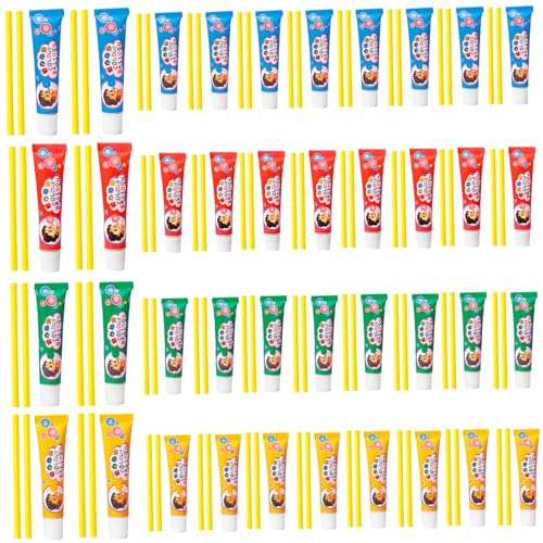 Pesoncarl Plastic Bubbles with Straw 40 Sets Easy & Fun Blow Plastic Bubbles for Kids Portable Bubble Toys for School, Party, Indoor, Outdoor, Gifts for Kids, Random Color