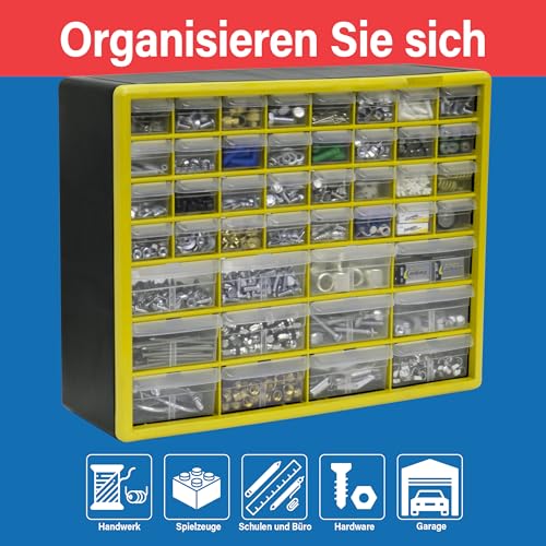 Akro-Mils Kunststoff-Schubladenschrank mit 44 Schubladen für Garagenorganisation, Perlen-Organizer, Baustein-Aufbewahrung, Lehrer-Werkzeugkasten, Make-up-Organizer, 50,8 cm B x 15,2 cm T x 40,6 cm H