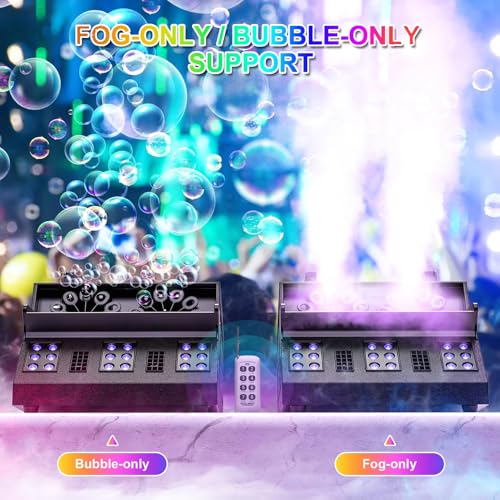 Máquina de humo con burbujas – 1500 W automático de burbujas con luces LED RGB para iluminación de escenario, fiesta, boda, Halloween, Navidad – Altura de humo de hasta 6 m