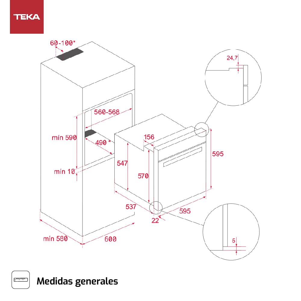 Teka HRB 6300 VN - Horno Multifunción SurroundTemp de 60 cm, Country Style Edition, 9 Funciones de Cocinado, Reloj Analógico con Programador, Color Vainilla