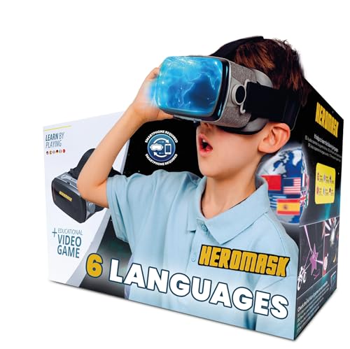 HeroMask VR Headset ＋ Language Games — Gift for Kids 5–12 — 300+ Words, 6 Languages:...