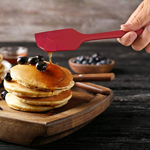 Image of P-Plus International Silicone Spatula Set 3-pcs - 446ºF Heat-Resistant Baking Spoon Spatula - Seamless One-Piece Design Easy to Clean - Non-Stick Silicone Stainless Steel Core (Spatula 3A RED)