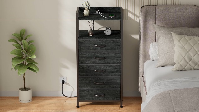 Amazon.com: Furnulem 5 Drawer Dresser for Bedroom, Tall Nightstand