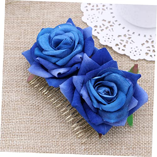 Beavorty Floral Hair Comb with Fleece Rose Design Wedding Bridal Hair Accessory for Women Girls Party Headpiece 3.94X2.60X1.57 Inch - Image 4