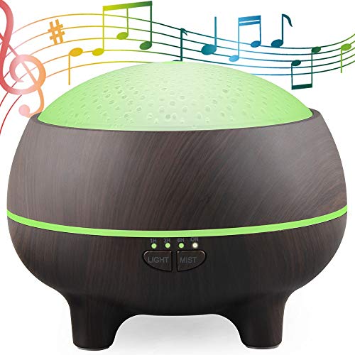 Bluetooth Lautsprecher Holzmaserung Ätherisches Öl Diffusor Ultraschall Aroma Diffuser kühlen Nebel-Luftbefeuchter mit 7-Farben-LED-Lichter ändern und