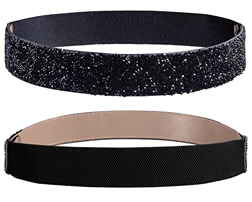 Lovful Stretchy Rhinestone Belt for Women,Crystal Elastic Dress Belt,Sparkle Bling Waist Belt