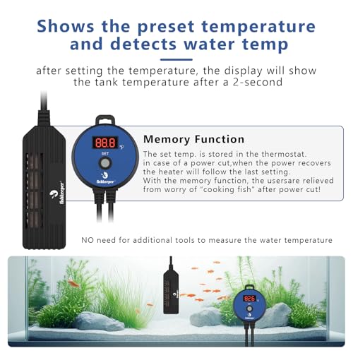 Image of fishkeeper Mini Aquarium Heater: 100W 63-93F Precise Control for 26-53 Gal
