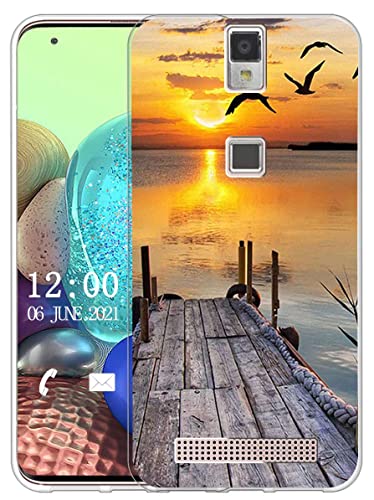Sunrive Hülle Kompatibel mit Elephone P8000 Silikon, Transparent Handyhülle Schutzhülle Etui Hülle (X Sonnenuntergang See)+Gratis Universal Eingabestift MEHRWEG