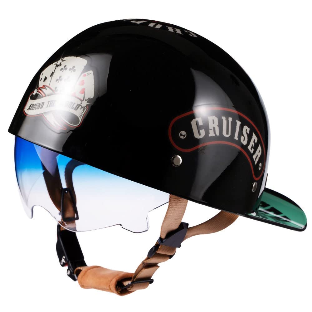 Xyyym Men's P Motorcycle Half Helmet, Ersonalized Retro Half Helmet, Ece/Dot Certification, Built-In Sunglasses, Unique And Exquisite Appearance, Suitable For And Wo, Comfortable Lining
