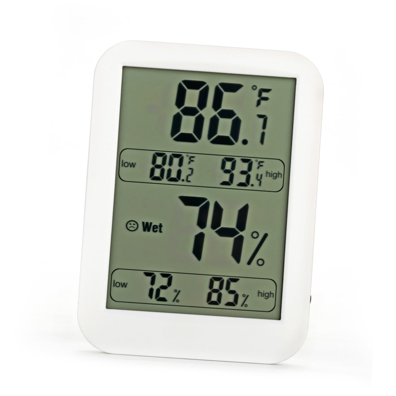 Termometro Ambiente Interno Esterno Digitale Display Lcd Grande | Igrometro Digitale Bianco in Abs, Intervallo Temperatura 10 a 70 °c, Alimentazione 1 Batteria Aaa Non Inclusa
