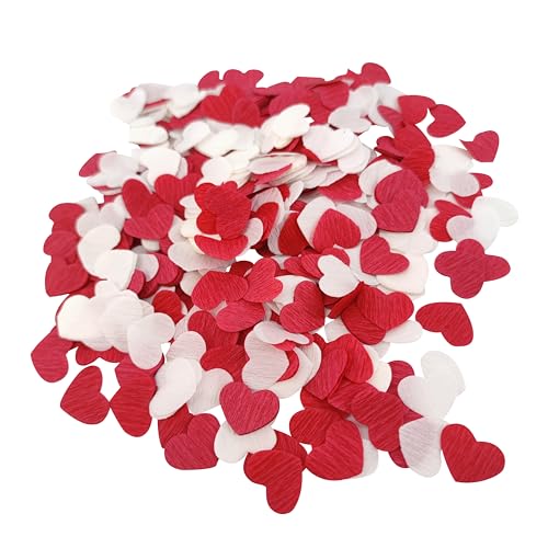 Image of Red White 1 inch Heart Confetti for Table Decor Anniversary Engagement Wedding Party Bridal Shower Valentines 1000 Count