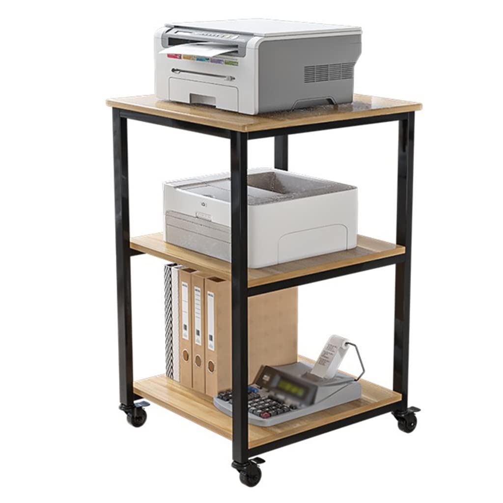 carrello portaoggetti su ruote, Carrello 3 livelli telaio metallico microonde cucina(Wood)