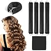 GROFIS 5 Piezas Rizador de Pelo Sin Calor, Rulos Pelo Flexibles con Gancho, Overnight Hair Rollers Blowout, DIY Rulos para Cabello Largo Medio Corto, Negro