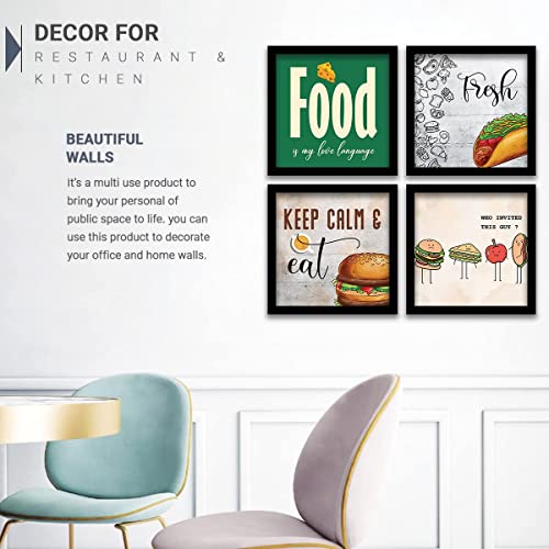 Image of kotart Paper - Photo Frames For Kitchen And Restaurant Wall Decoration - Food Quotes Frames For Kitchen Wall Decor (13 Inch X 13 Inch, Multi) Set Of 4 (Art 7, Big)