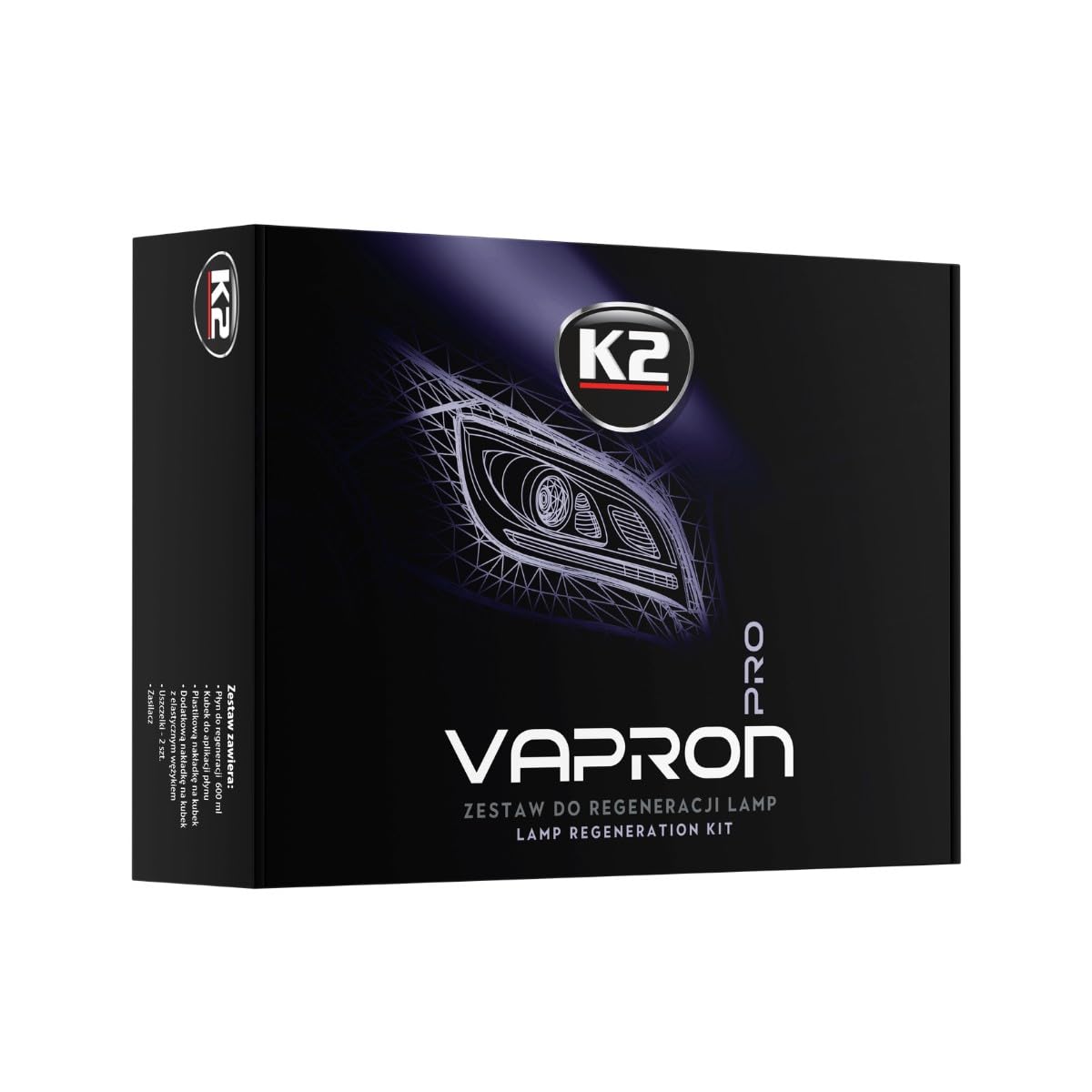 K2 Vapron Kit de Restauración de Faros – Reparación Profesional sin Desmontaje – Elimina Opacidad, Arañazos y Amarilleo – Incluye Líquido Restaurador y Accesorios