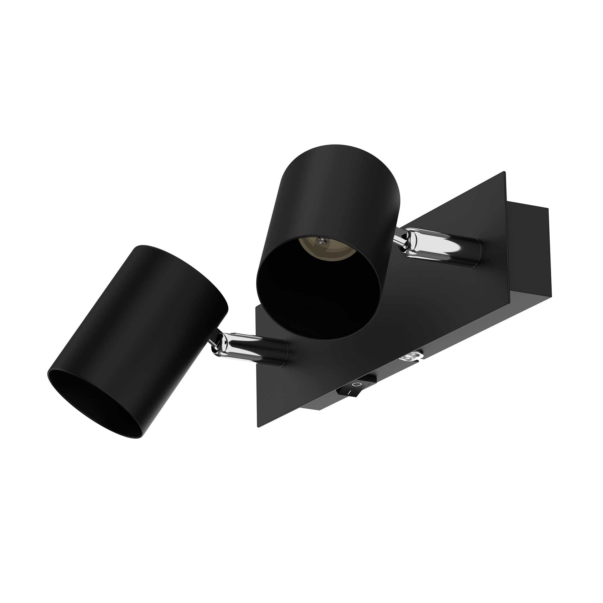 ledscom.de Applique WAIKA, 2 flammes, interrupteur, noir mat, carré, 2x GU10 max. 60W