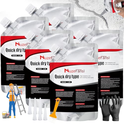 Asphalt Crack Filler, Self Leveling Asphalt Crack Sealant, Driveway Repair Sealer, Concrete Joint Filler for Slabs, Blacktop, Driveway,Walkway, Road,Patio(6 Pack,Black)