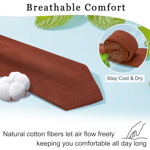 Image of Cotton Ties for Men Solid Color Skinny Tie Mens Necktie for Wedding Graduation Formal Dinner