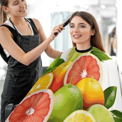 Capa para corte de cabello con frutas cítricas ajustable miniatura 5