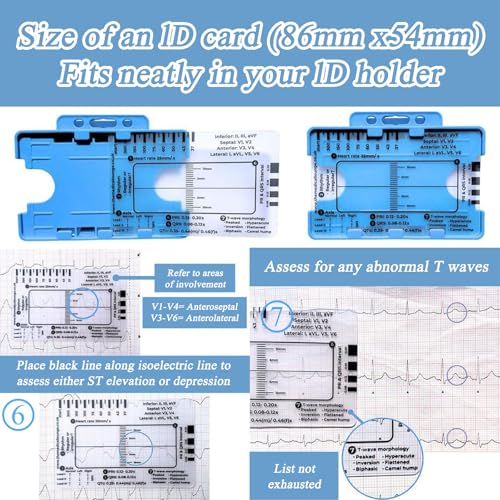 SNONESIY ECG 7 Step Ruler, Transparent EKG Calipers Messgerät, Kunststoff, 9x6,5 cm