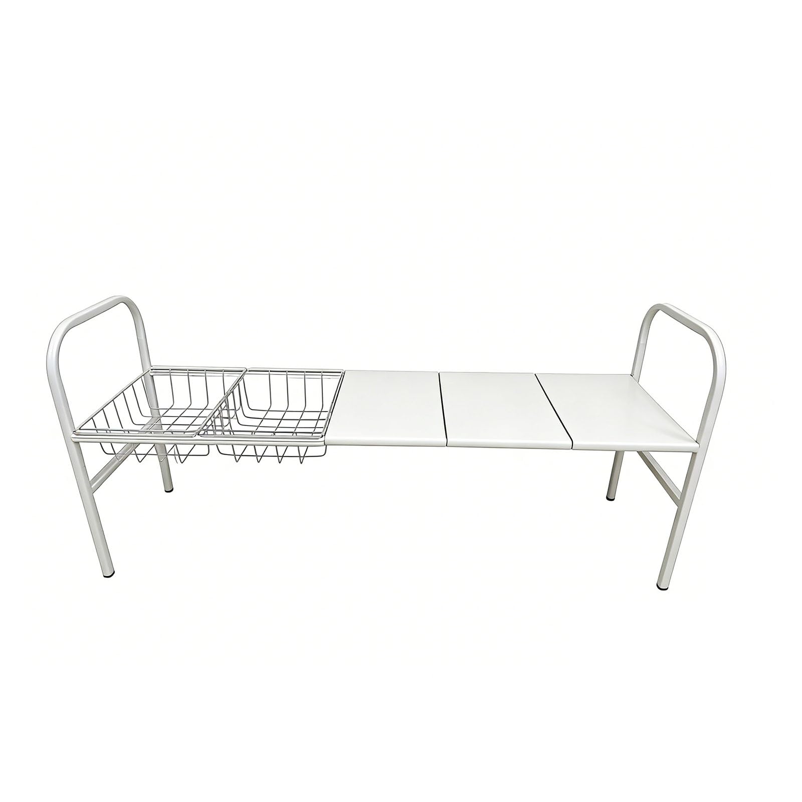 ZEPFJHE Expandable Carbon Steel Kitchen Shelf with 3 Plates 2 Wire Baskets Space Saving Design Store Planner