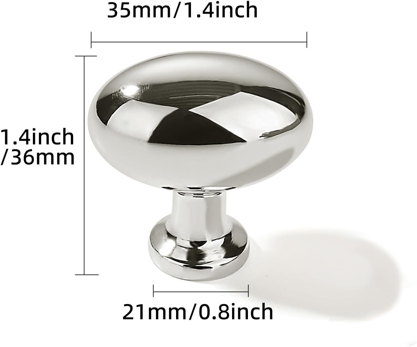 10 Knob Vibrant Polished Nickel Cabinet Knobs Solid Heavy Duty Bifold Closet Door Oval Knobs Cabinet Hardware for Cabinets Egg Knob Cupboard Drawe