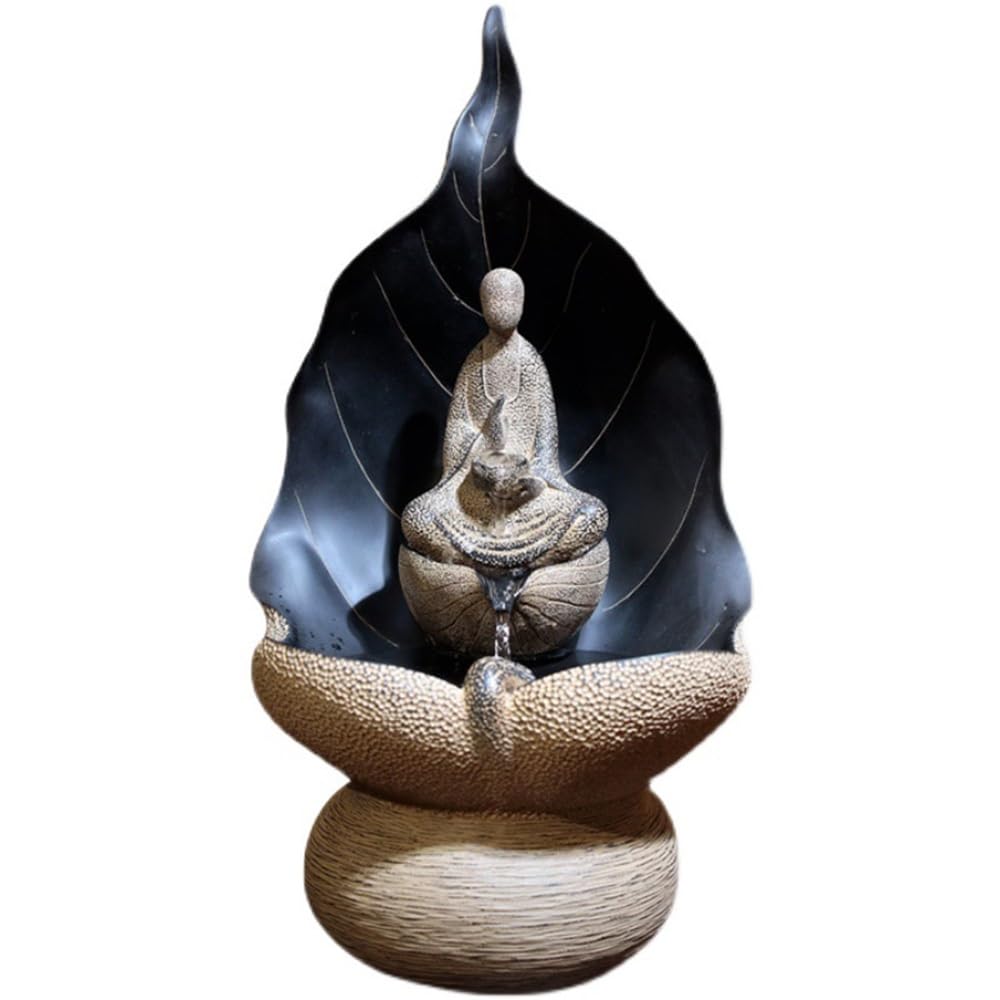 Home Water Feature Desktop Small Fountain Zen Flowing Water Ornaments Buddha Lotus Flower Circulating Home Decoration