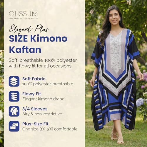 Image of Oussum Women Kaftan Plus Size Polyester Summer Lightweight Caftan Swimsuit Cover Ups Maxi African Mumu Lounge House Dress