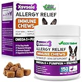 Dog Allergy Relief Immune Chews, Dog Itchy Skin Relief, Allergy Tablets for Dogs, Itch and Immunity Treats for Dogs, Relieve Seasonal Allergies, Promotes Healthy Skin and Hair,Peking Duck Flavor,150ct