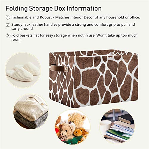 Seulife Animal Giraffe Print Pattern Foldable Storage Basket, Large Collapsible Organizer Storage Bin Cube Toys Storage Boxes With Handles For Bathroom Kids Nursery Closet Storage, 1 Pack #TOP5